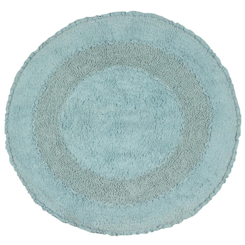 Plush Cotton Round shape bath Rug, Sky Blue, 30"W x 30"L