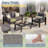 All-Aluminum Outdoor Furniture Set, 3-Person Patio Seating Group, 2-Piece Conversation Set with Thick Cushions and Coffee Table ( Dark Grey Cushions)-2050739885