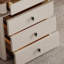 Bureau à 6 tiroirs brun noisette + bois manufacturé rectangulaire blanc + acier inoxydable-1333306194-1333306197
