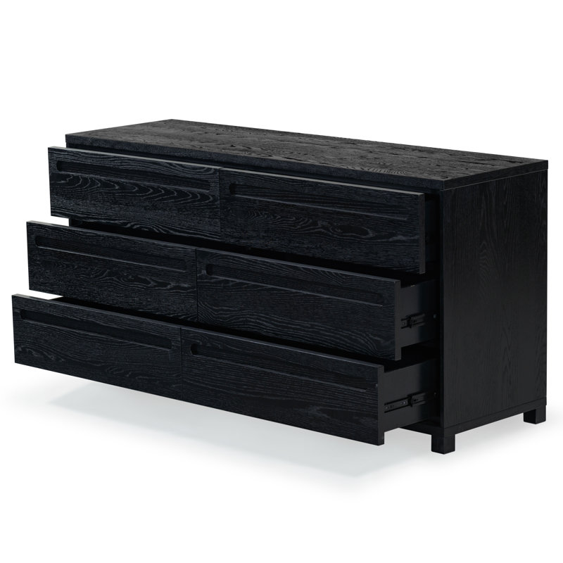 Tobiette 6 Drawer Wood Dresser, Black