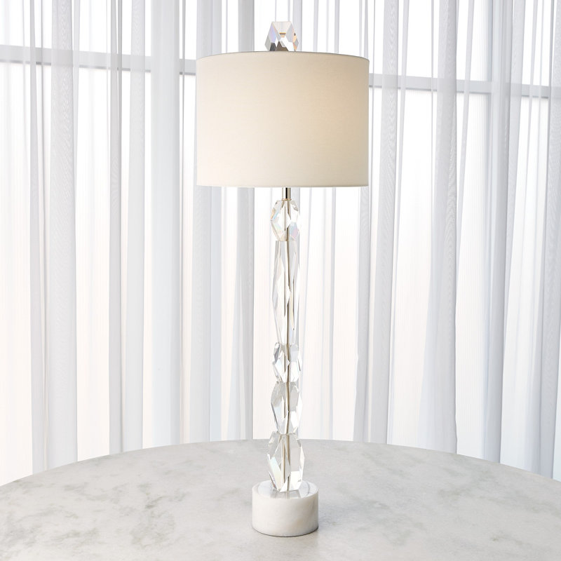 Facette Lamp W/Marble Base, White