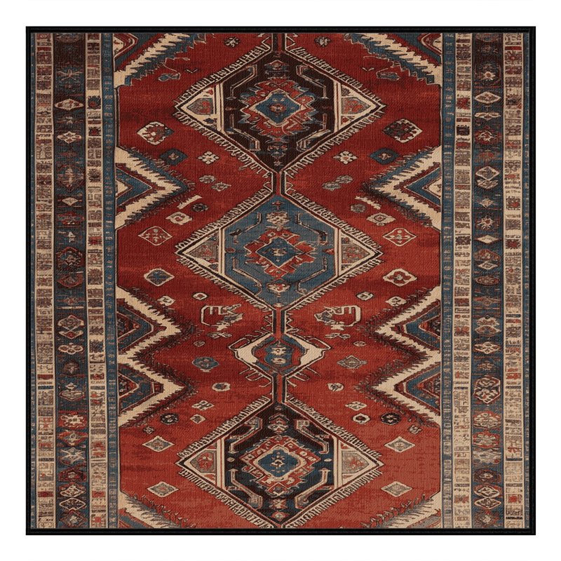 Tapis turc noir lavable à la machine, Carré 7 pi