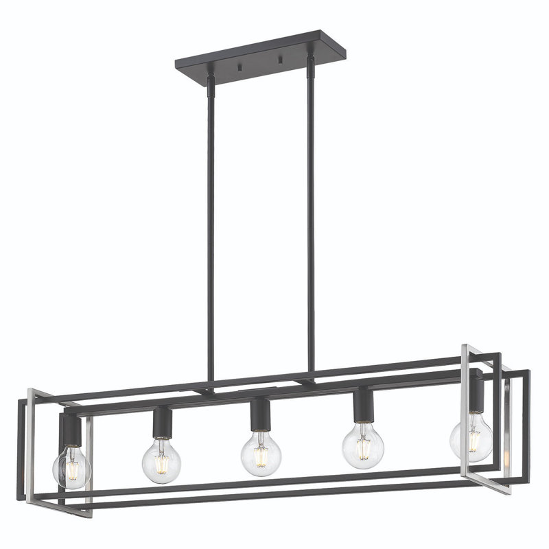 Isiah 5 - Light Kitchen Island Pendant, Pewter Accents