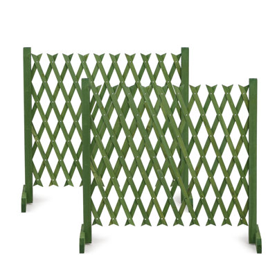 2 panneaux de clôture en bois de style plat rétractables