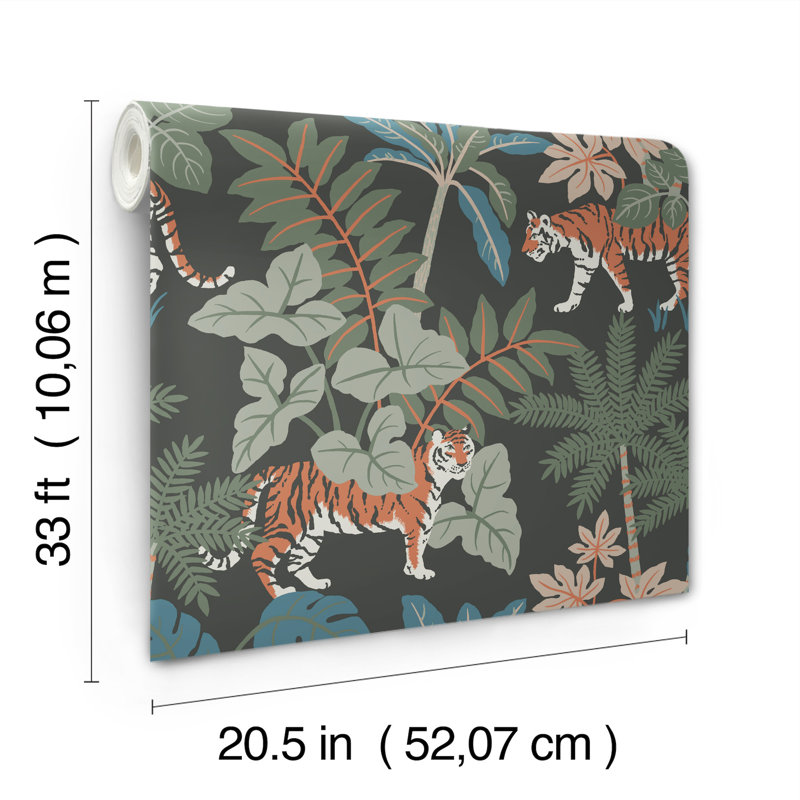 Caspian Jungle Prowl Wallpaper, Gray