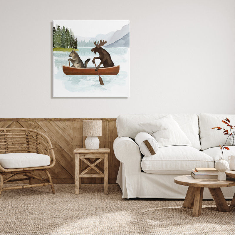 «Animals On Canoe On Wood» par Victoria Barnes, impression, H 30 po x l 30 po x P 1,5 po