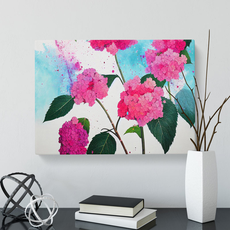 Hydrangea Flower Splash Vol.1 - Wrapped Canvas, 50cm H x 76cm W x 3cm D