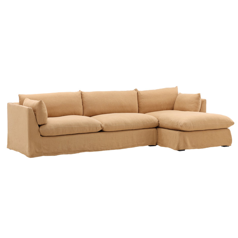 Otis 2 Piece Chaise Sectional Laf, Wheat Linen, Right Hand Facing