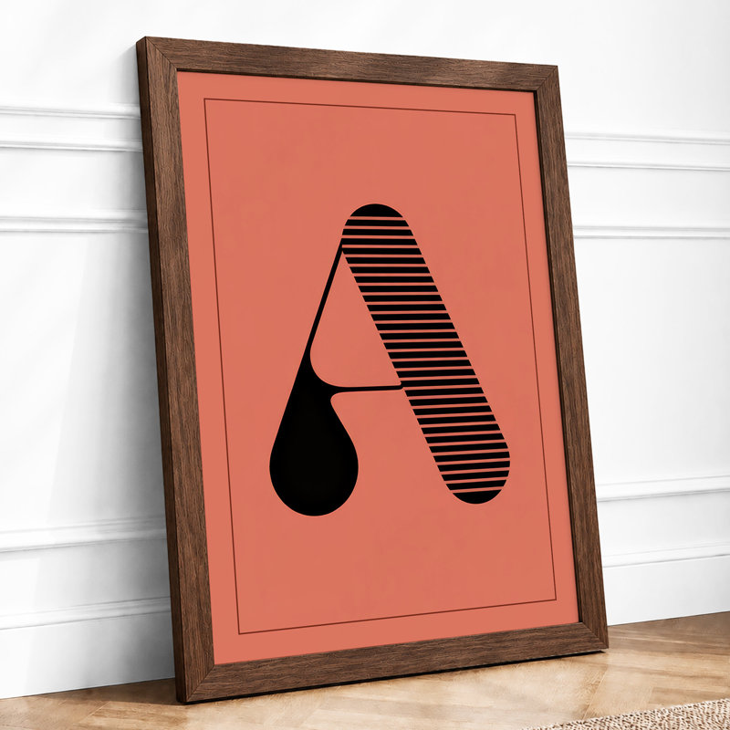 Letter A In Black Minimalist - Print, Walnut, A1 - 84.1 x 59.4 cm
