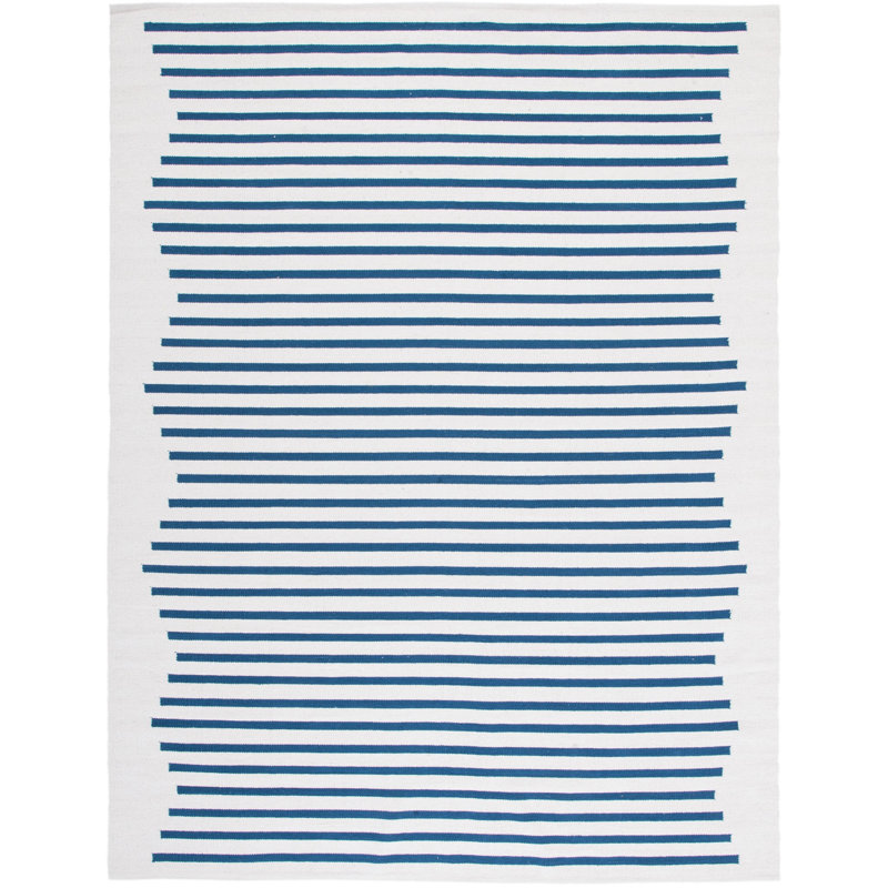 Estruch Hand Woven Cotton Striped Rug, Rectangle 8' x 10'