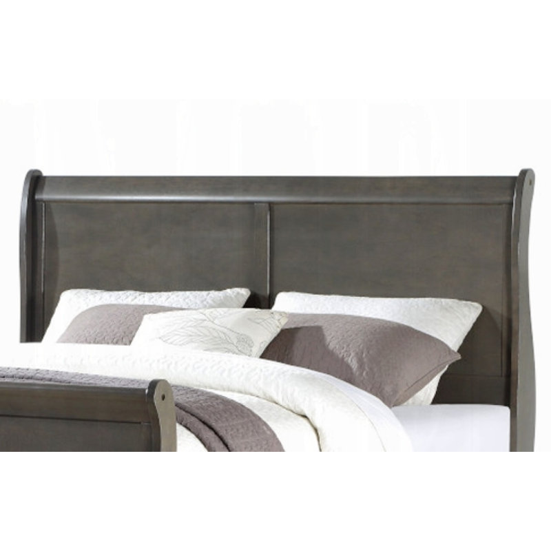 Louis Philippe Bed Component Headboard And Footboard, Queen, Dark Gray