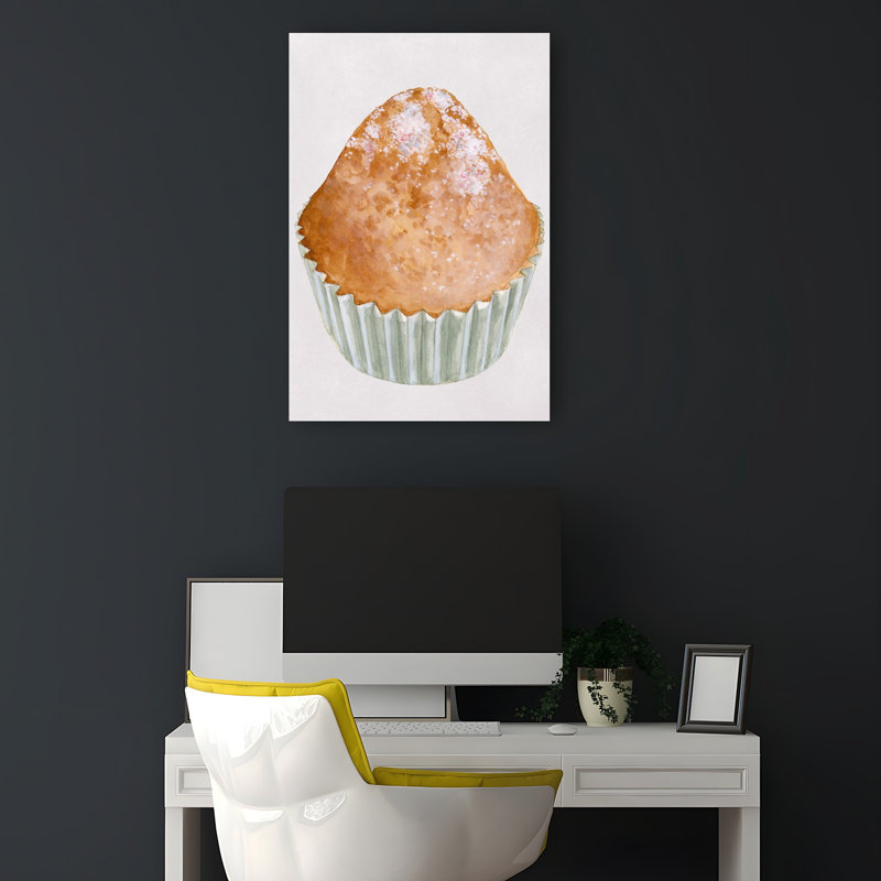 «Sweet Watercolor Cupcake», art mural contemporain, 18" H x 12" W