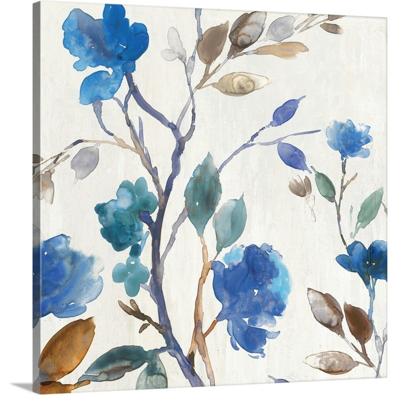 «Cobalt Peony I» par Asia Jensen, reproduction sur toile, H 20 po x l 20 po x P 1,25 po, Toile tendue