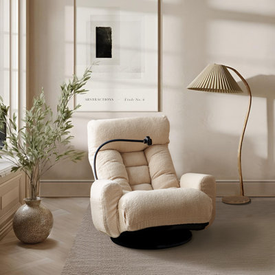 Lounge Chair With Adjustable Backrest And Headrest, 360° Rotatable With Mobile Phone Holder by Trule