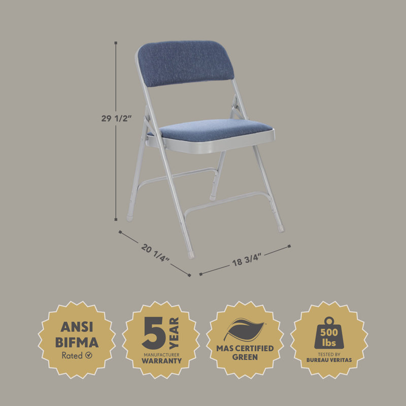 Bernadine Fabric Padded Folding Chair, Blue/Gray