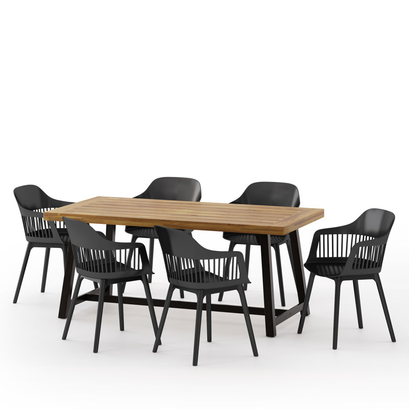Jacqueline 6 - Person Acacia Patio Dining Set with Rectangular Table