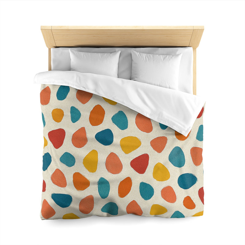 Microfiber Duvet Cover Boho Style, Design 43, Queen Duvet Cover, White
