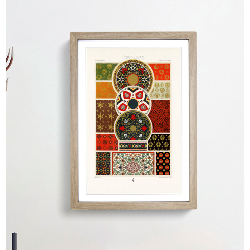 Indo-Persian Themed Patterns by Albert Racinet - Framed Print, Oak, 76cm H x 50cm W x 2cm D