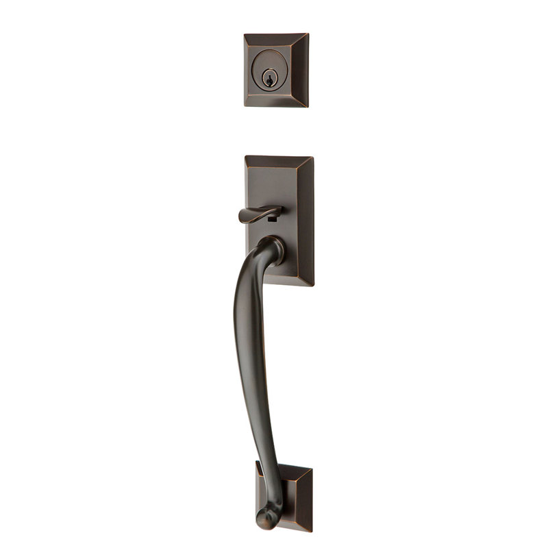 Franklin Double Cylinder Handleset, Left, Arts & Crafts Lever, Oil Rubbed Bronze