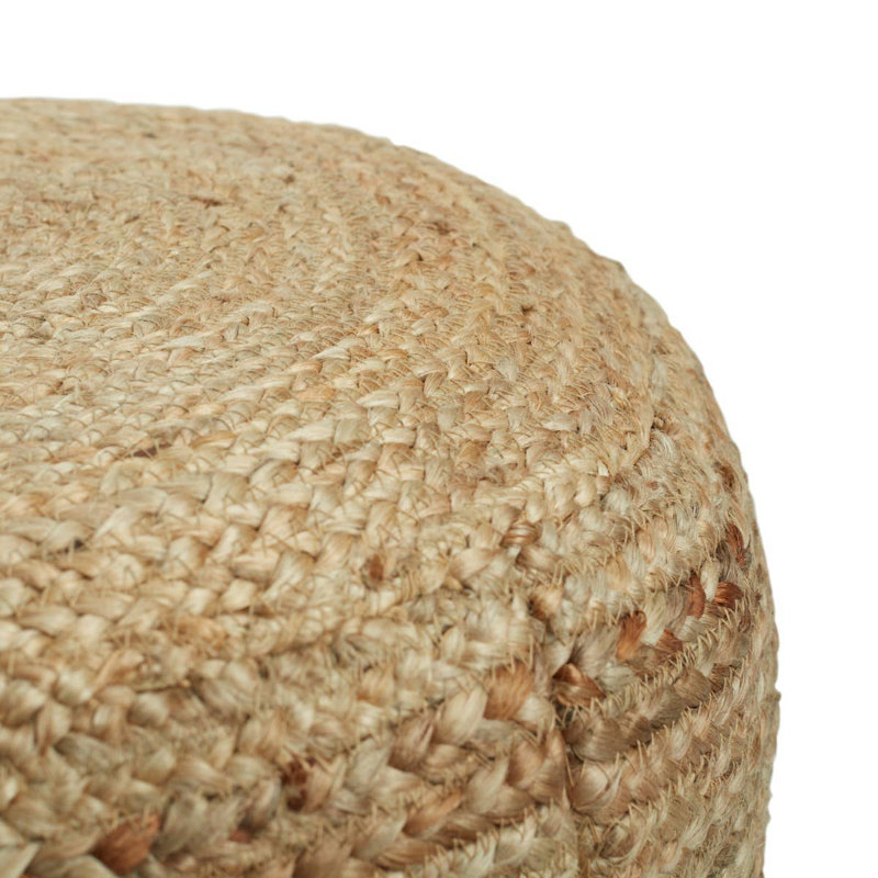 Teele 18" Wide Round Pouf Ottoman, Beige Jute