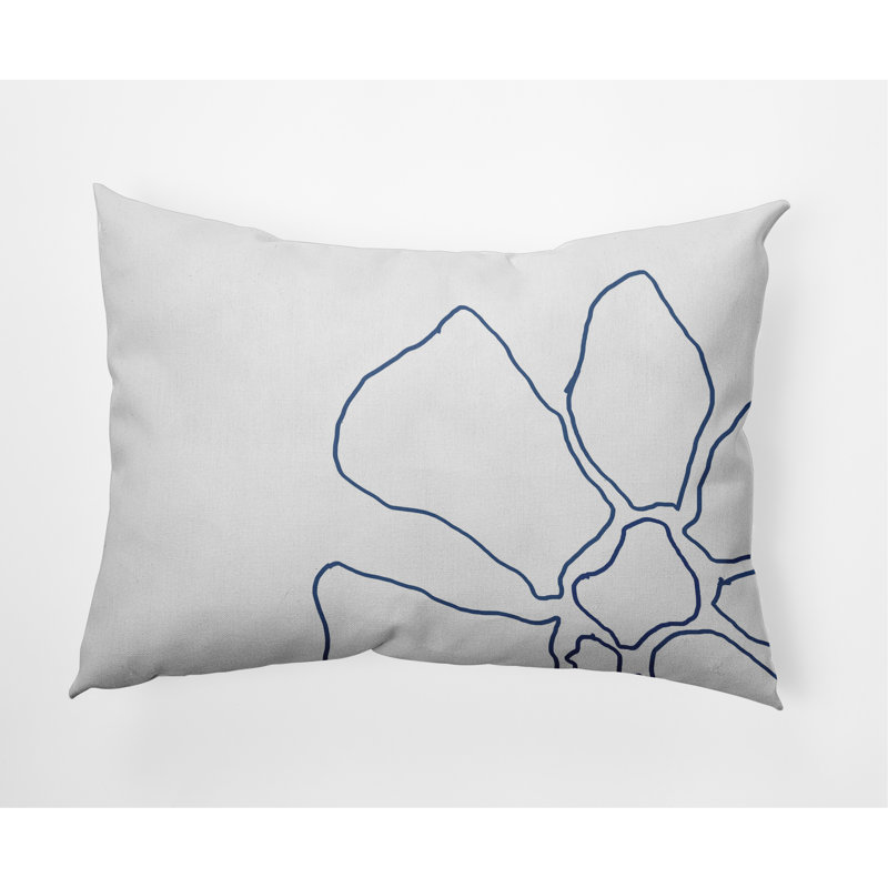 Housse et insert de coussin rectangulaire d'extérieur Petal Lines, Bleu / blanc