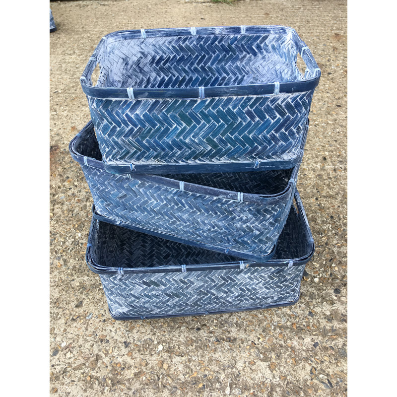 Chairworks Bamboo Decorative Basket, Blue