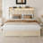Upholstered Platform Bed Frame With Wingback Design Headboard,Charging Station,LED Lights And 2 Storage Drawers-1449877359-1449766374
