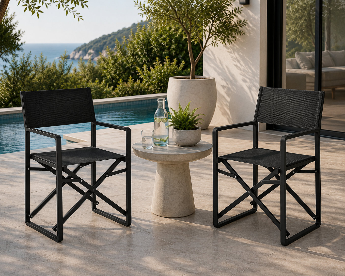 Sunset Foldable Patio Armchair, Black