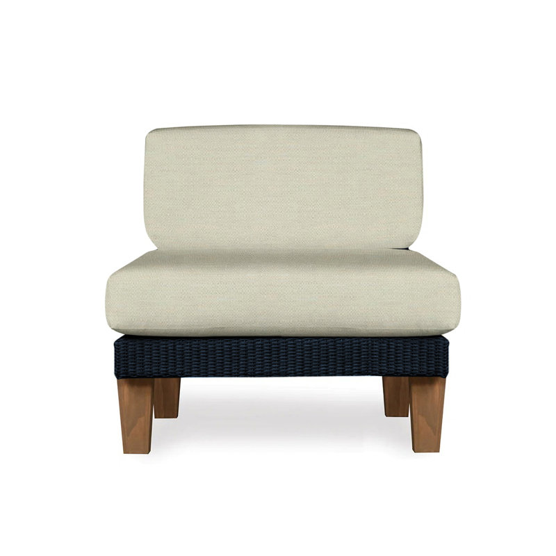 Catalina Outdoor Teak Lounge Chair, Beach Navy, Ebony