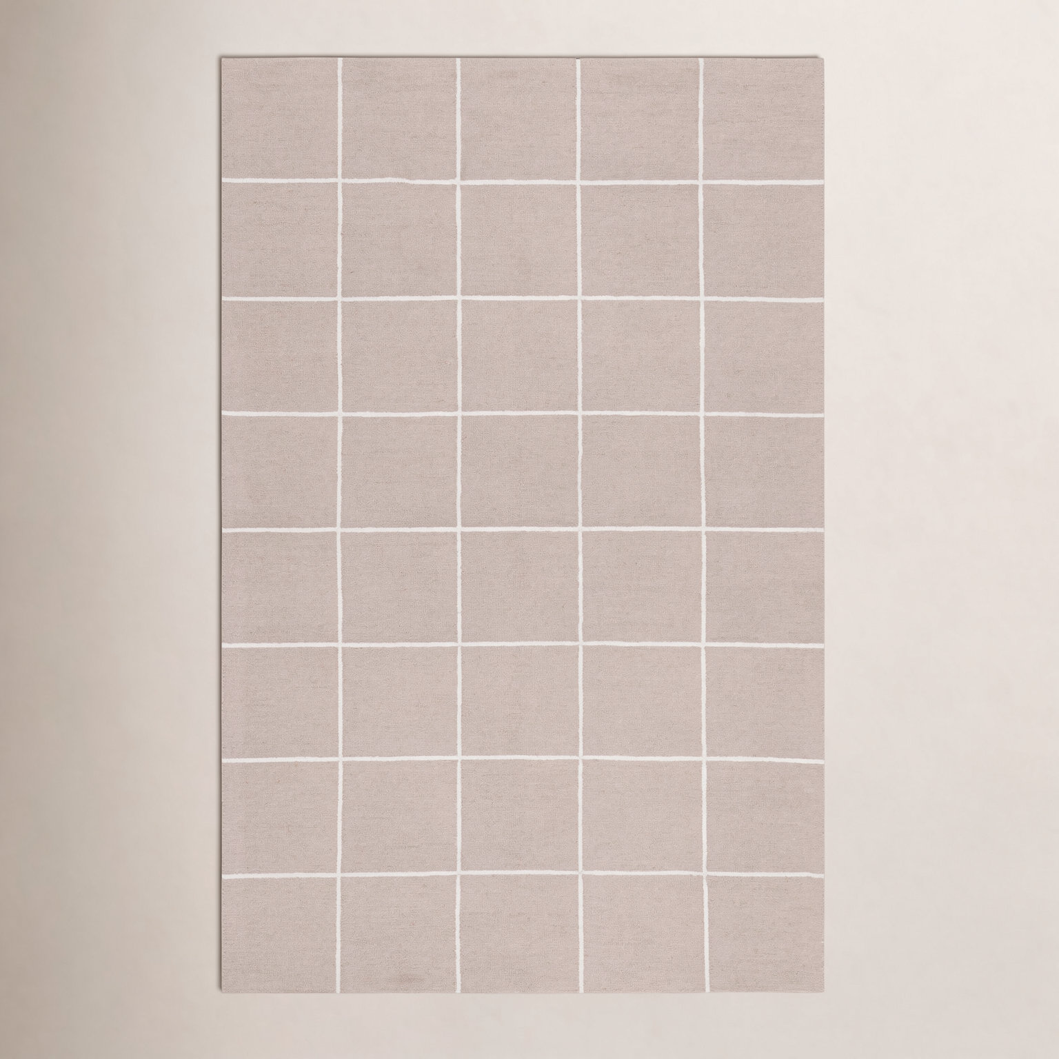 Beige Ivory Hand-Tufted Wool Rug, Rectangle 5' x 8'