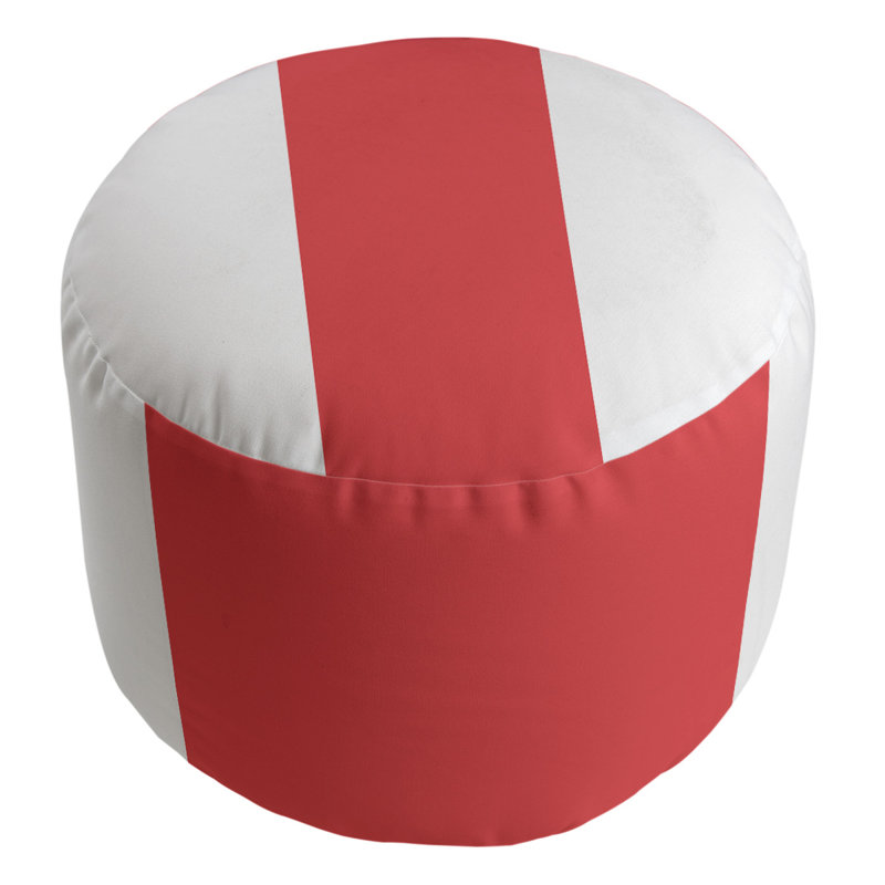 Repose-pieds cubique rond à rayures 20,5", Blanc / rouge clair / blanc