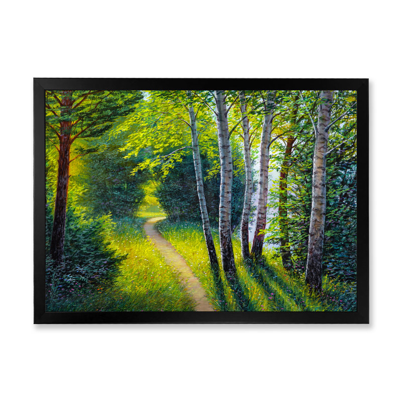 «Path To The Birch Tree Forest II», reproduction sur toile flottante, Cadre noir, H 8 po x l 12 po x P 1 po
