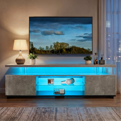 50 - 59 Inch Tv Stand, Grey+Black, Color Contrasting Design, Versatile For Living And Video Rooms Modern Stand 55 Tv, Ample Storage Board Games Media Players In Different