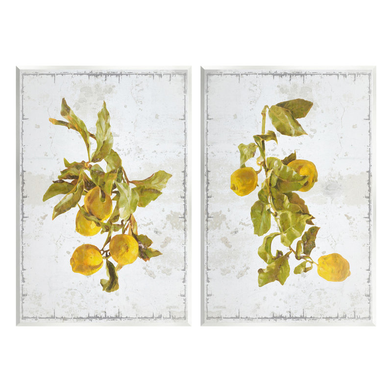 «Rustic Lemons & Leaves», ensemble de 2 plaques murales par GraffiTee Studios, H 19 po x l 26 po