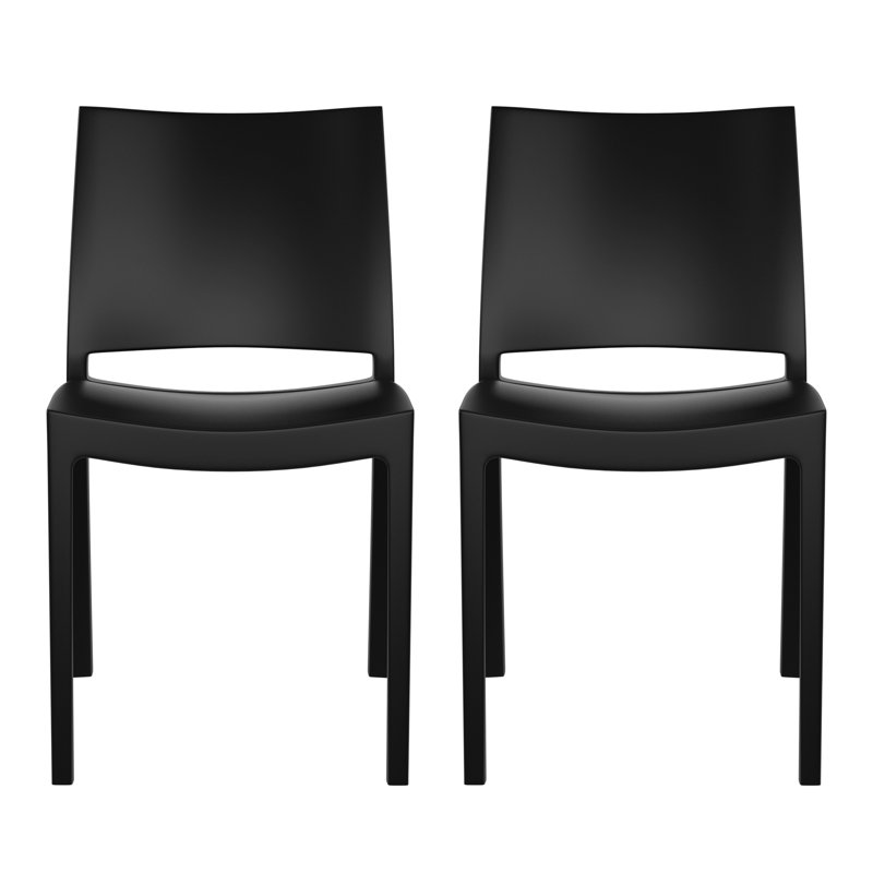 Chaise de salle à manger d'extérieur empilable (ensemble de 2), Noir