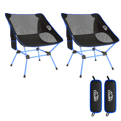 Ensemble de 2 chaises de camping portatives, 2,4 lb, chaise pliante légère et ultralégère pour l'extérieur, voyage, supporte 350 lb