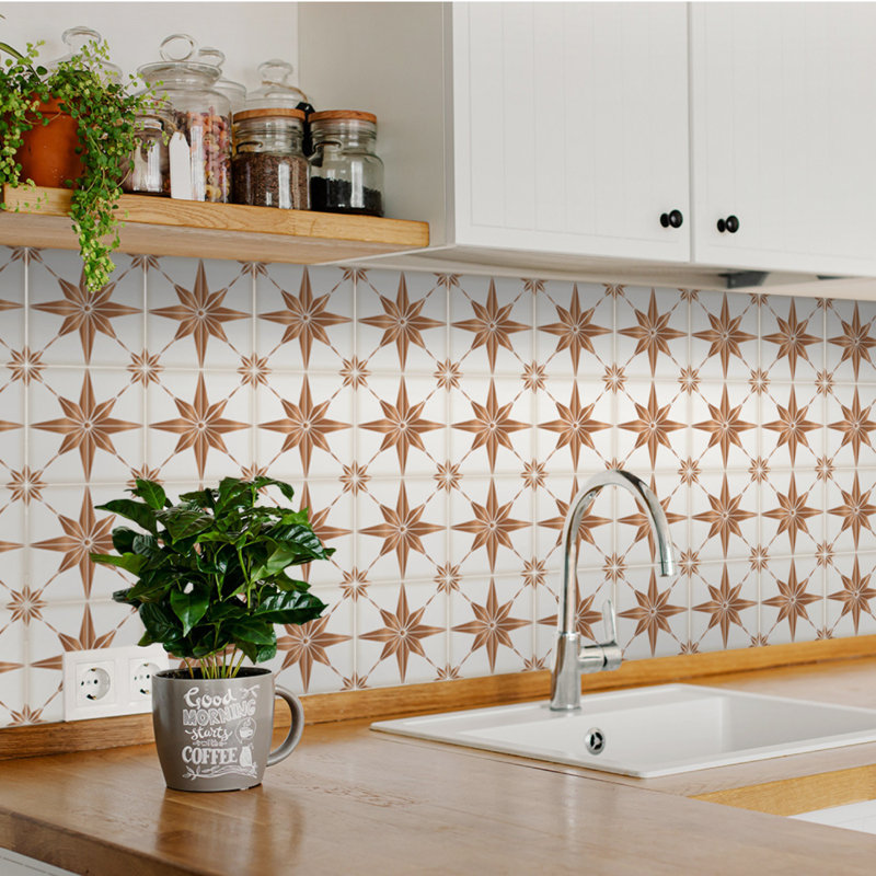 Carreau de mosaïque auto-adhésif en vinyle 5 po x 5 po, Brun pâle