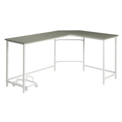 Bureau d'ordinateur en L gris et blanc