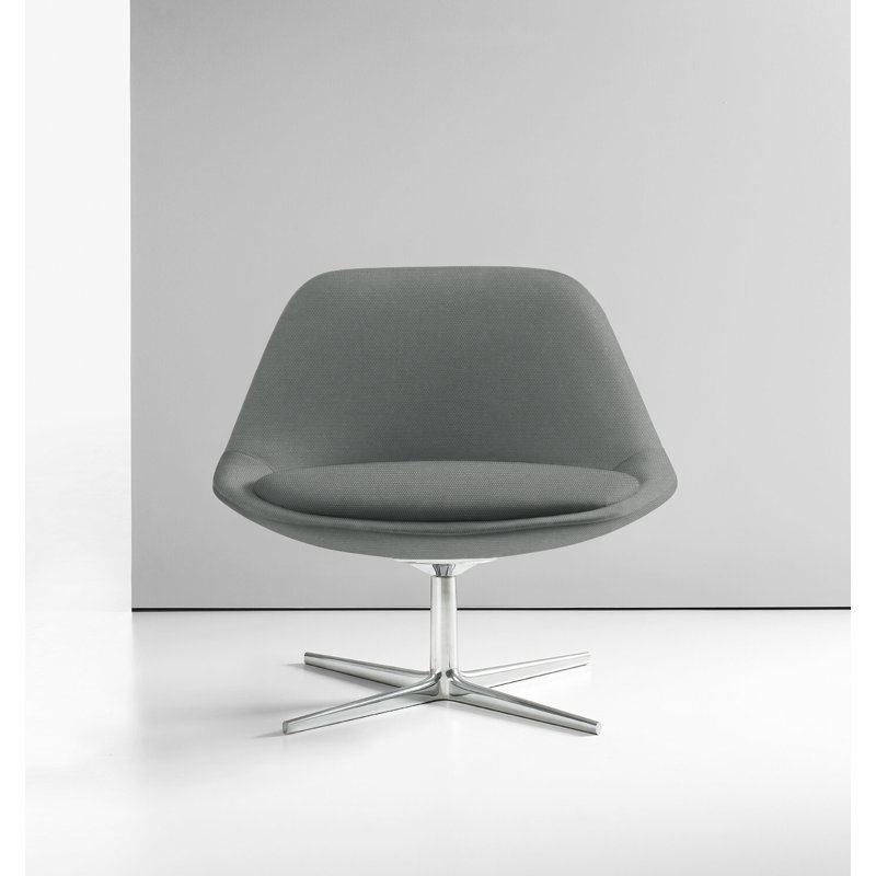 Chiara Lounge Chair, Polished Aluminum, Vella Peppercorn