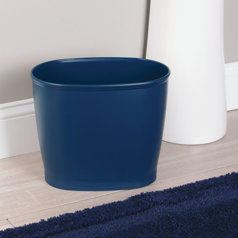 Petite poubelle de salle de bain ovale en plastique iDesign - ensemble de 2 - bleu marine