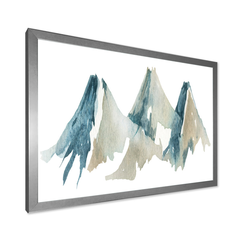 Blue High Mountain Range I - reproduction sur toile, H 16 po x l 32 po, Toile argentée avec cadre d'angle fermé