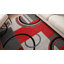 Tapis gris et rouge moderne à motif de courbes géométriques Shaliya Galaxy-1762005000