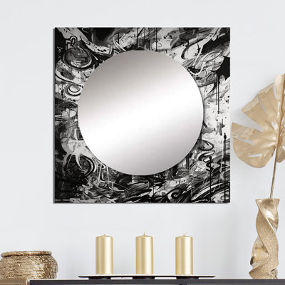 Darlington - Grand miroir carré géométrique moderne pour décoration murale