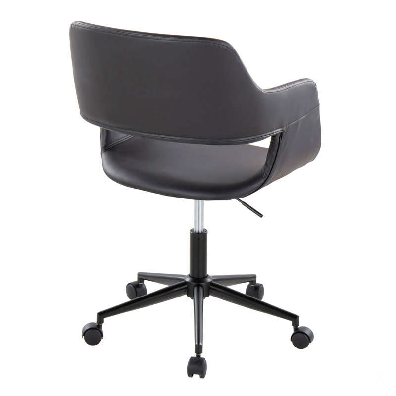 Contemporary Task Chair In Black Metal, Black, Black