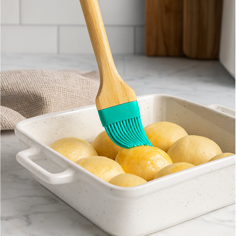 Ensemble de 2 pièces brosse en bambou silicone bleu sarcelle - 9 po de long