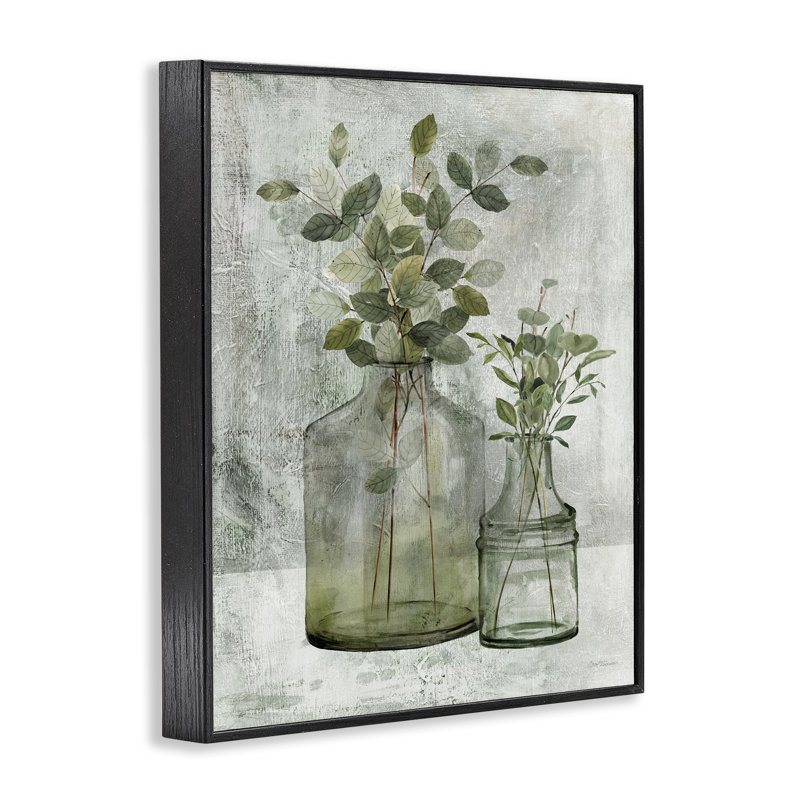 «Plant Botanical Bunches Country Vase», H 14 po x l 11 po x P 1,5 po, Giclée encadrée noir minuit