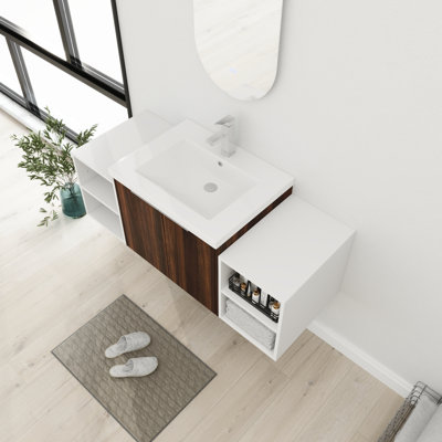 Meuble-lavabo simple 47,62 po avec plateau en résine Laziah
