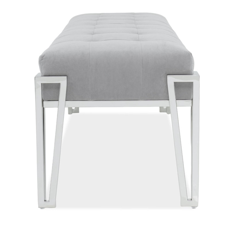 Banc d'appoint en velours rose - gris