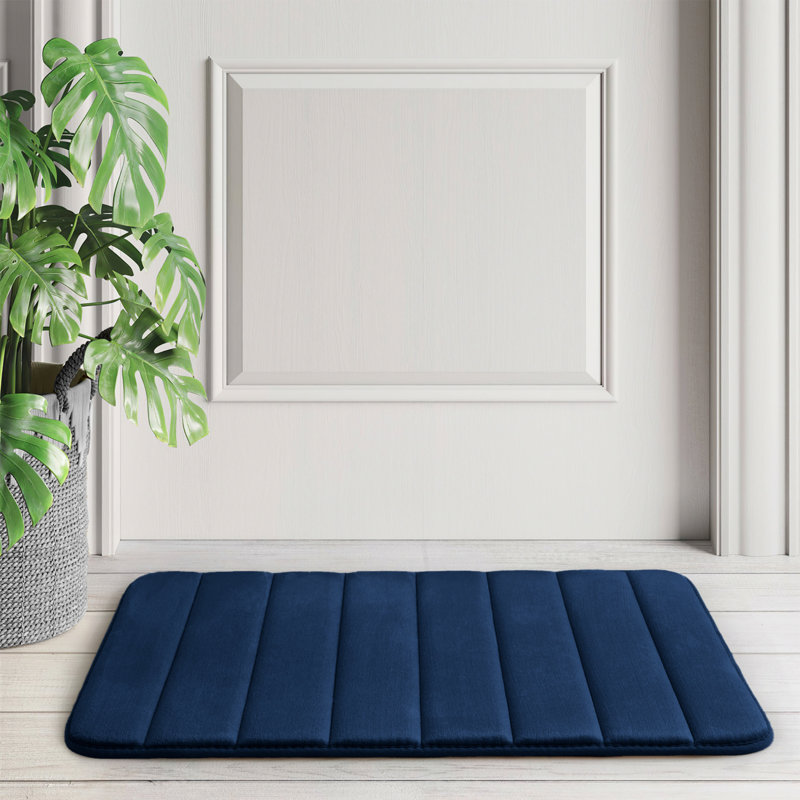 Navaiah Premium Memory Foam Bath Mat - Ultra Soft, Absorbent, Anti-Skid and Machine-Washable, 40cm x 60cm, Navy