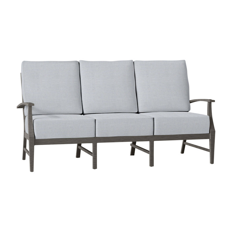 Canapé d'extérieur en fonte Croquet, Welt + Standard Fill, Lin chambray, Gris ardoise
